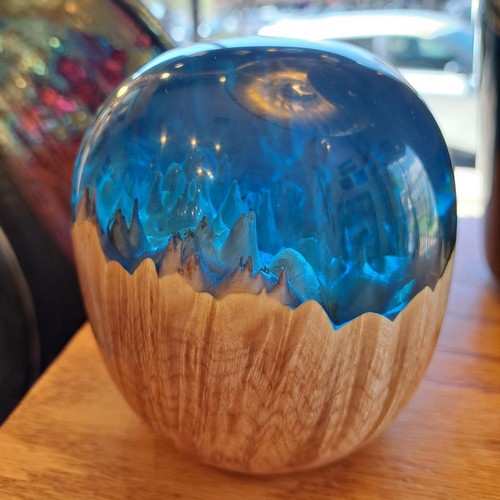 SH236 Maple & Clear Blue Orb $225 at Hunter Wolff Gallery